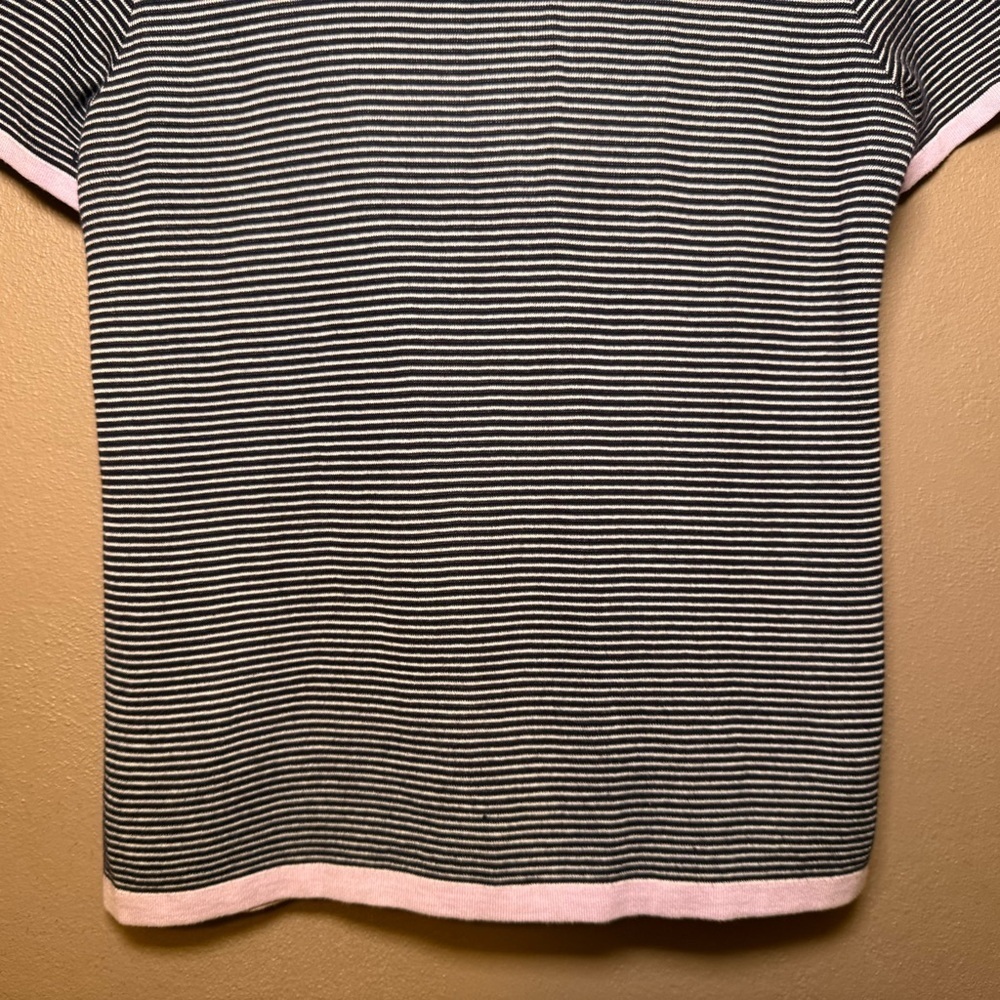 Talbots Womens Size Medium Short Sleeve Knit Striped Shirt 100% Cotton Feminine - Picture 8 of 13